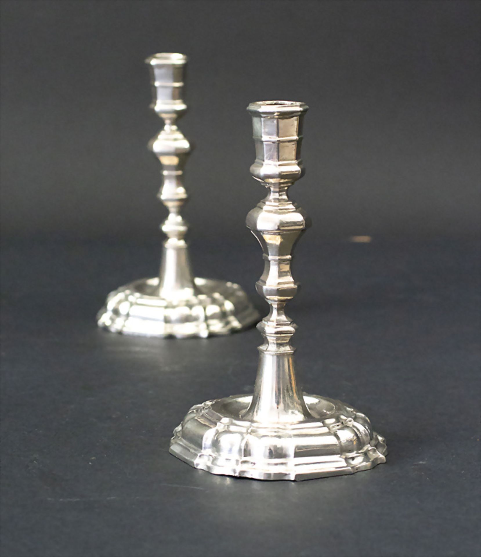 Paar Barock Reiseleuchter / A pair of silver travel candlesticks, Johannes Warnberger, ... - Bild 2 aus 7