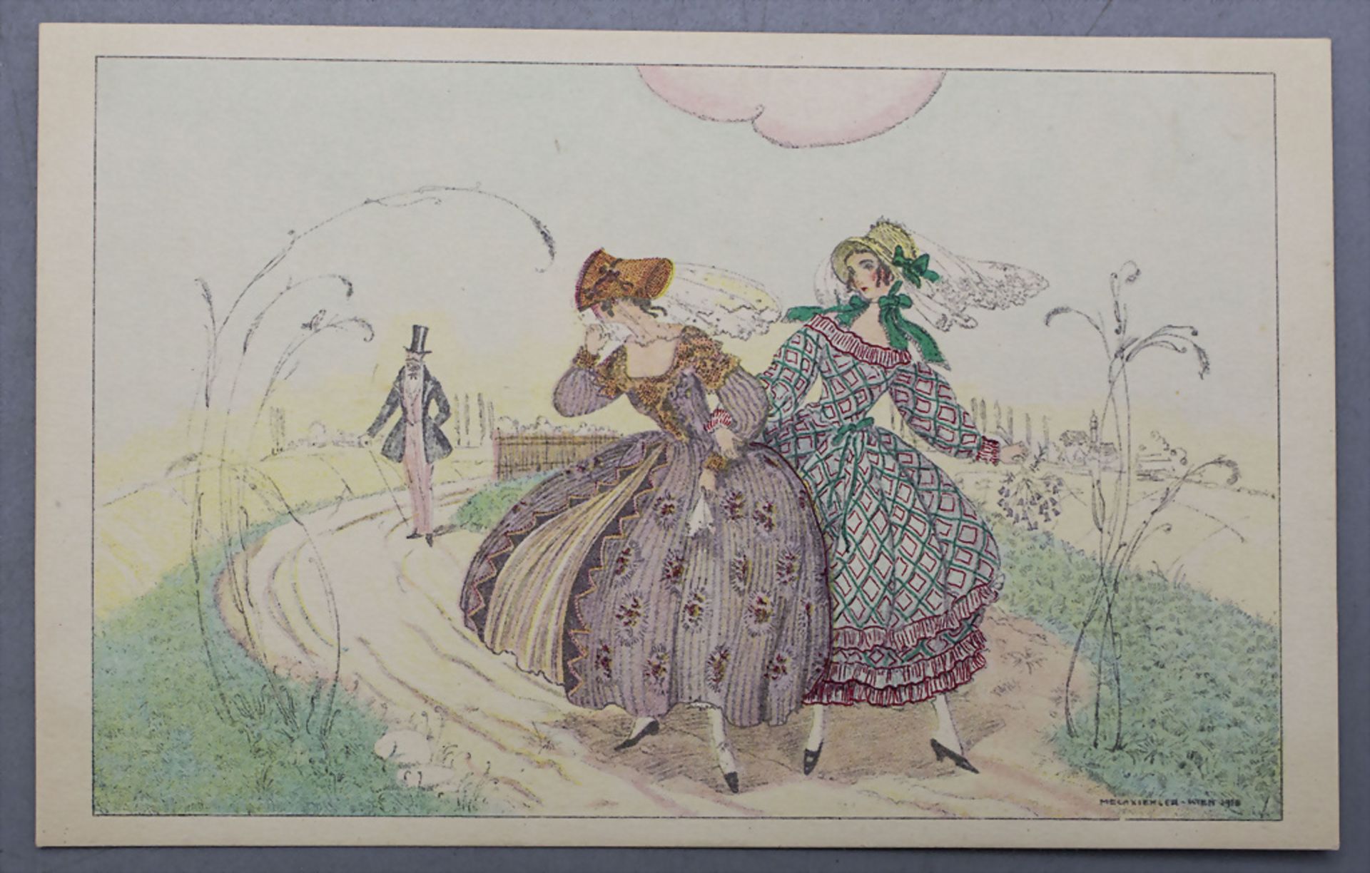 2 Jugendstil Künstlerkarten / 2 Art Nouveau artist postcards, Mela Koehler, Wien, um 1900 - Image 3 of 5