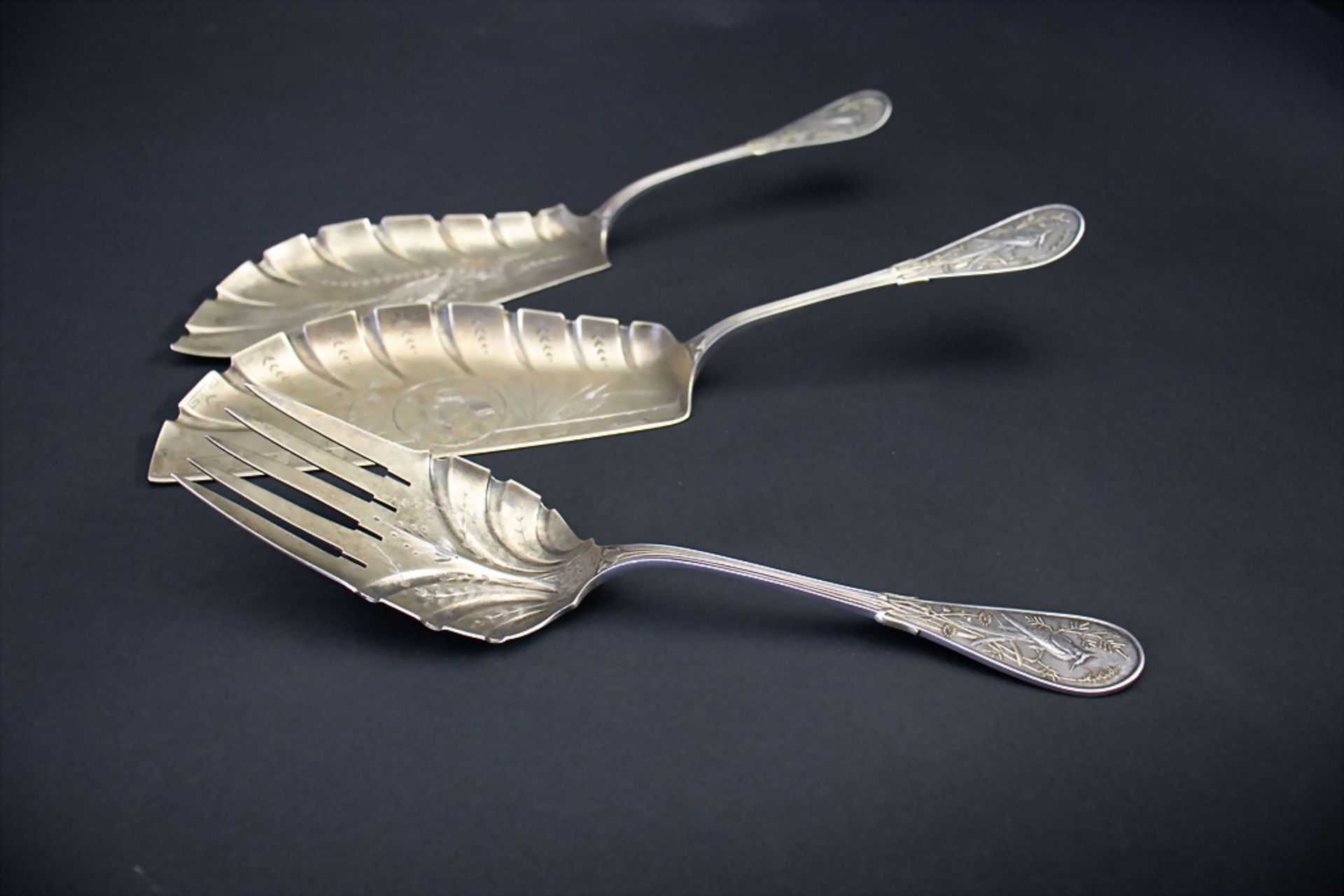 3 Teile Vorlegebesteck / 3 pieces of silver serving cutlery, Tiffany, um 1890 - Bild 2 aus 10