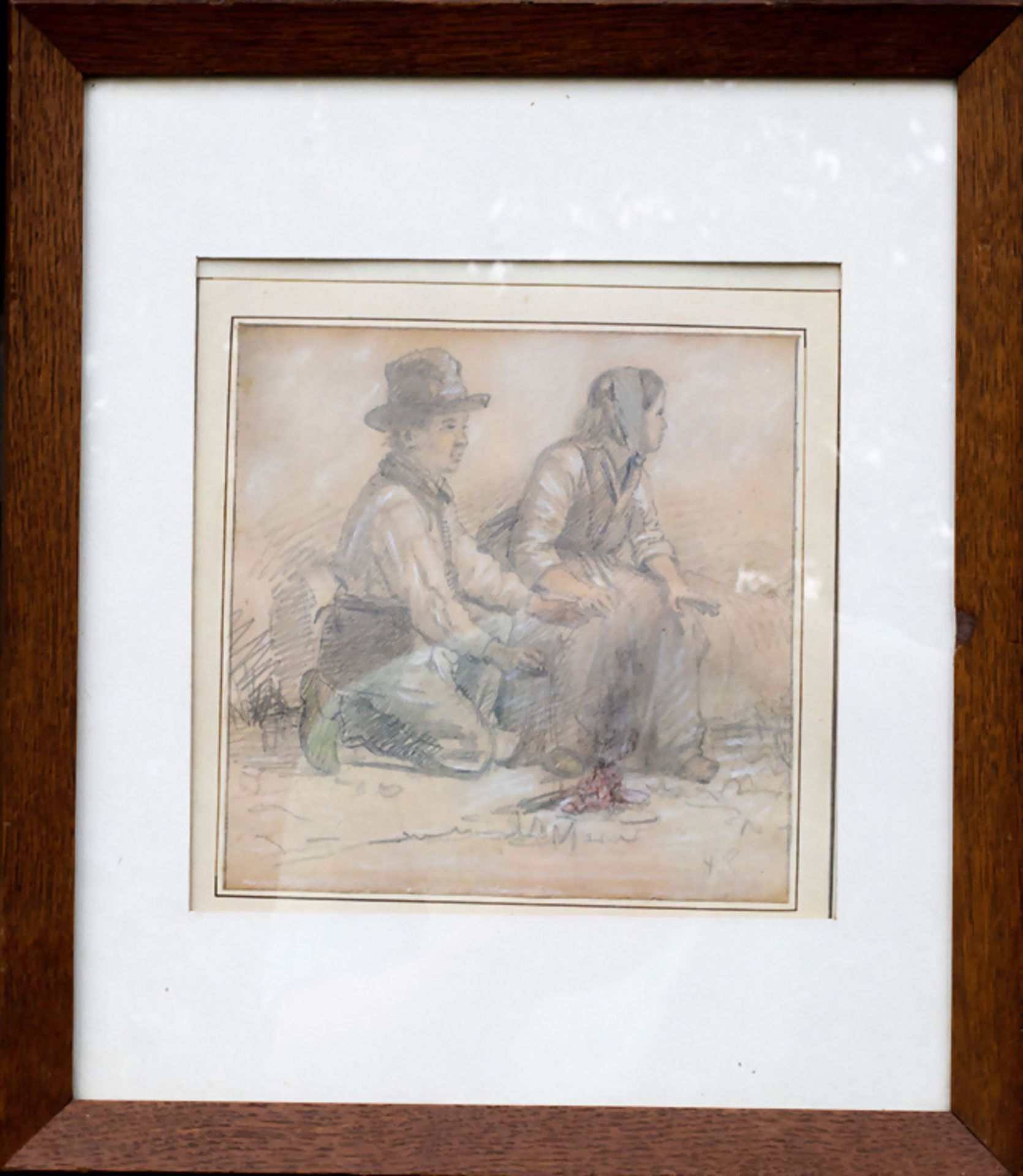 Henri VAN SEBEN (1825-1913), 'Junges Bauernpaar' / 'A young peasant couple', Brüssel, wohl ... - Bild 2 aus 7