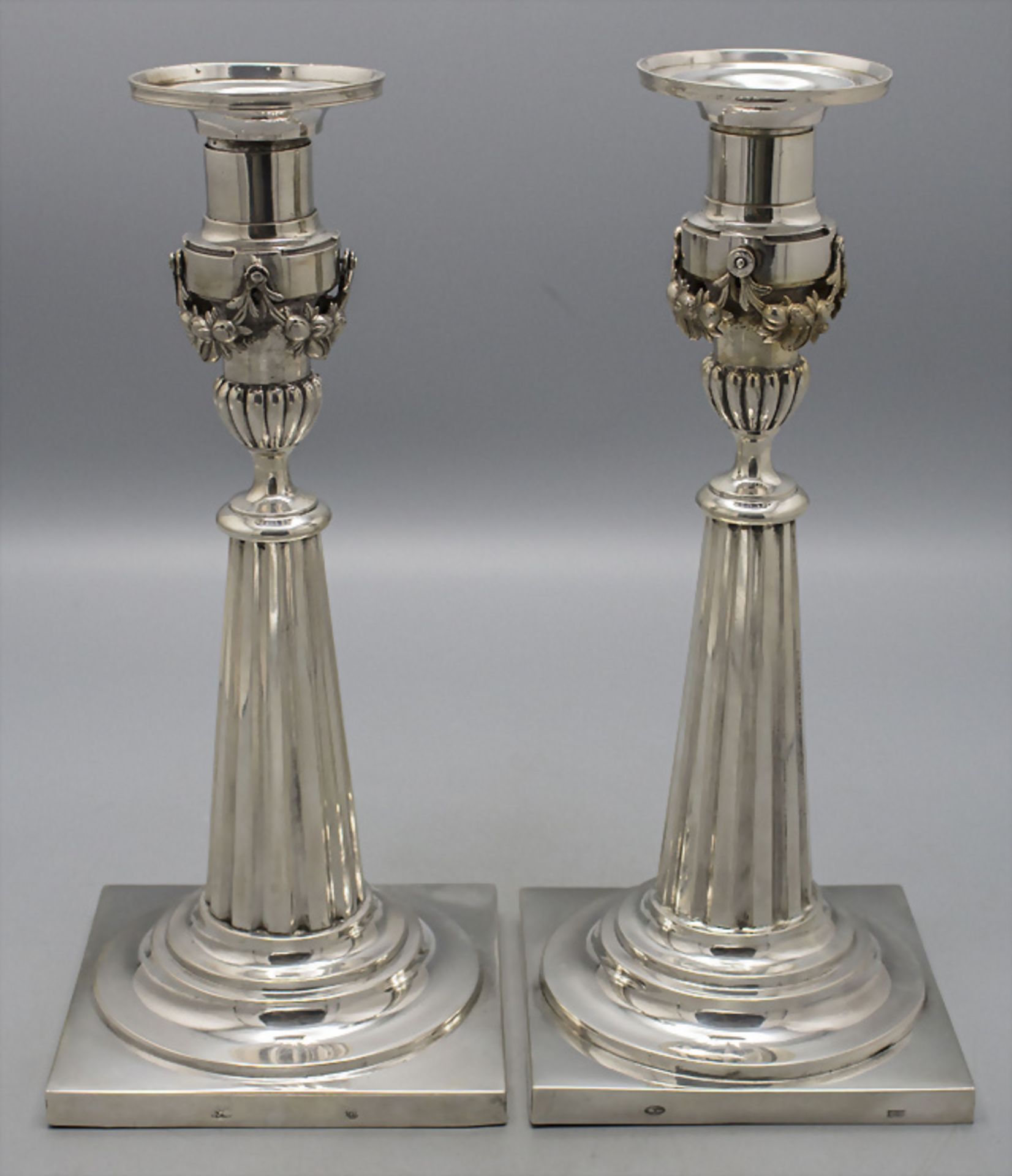 Paar Klassizismus Leuchter / A pair of Classicism silver candlesticks, Augsburg, um 1800