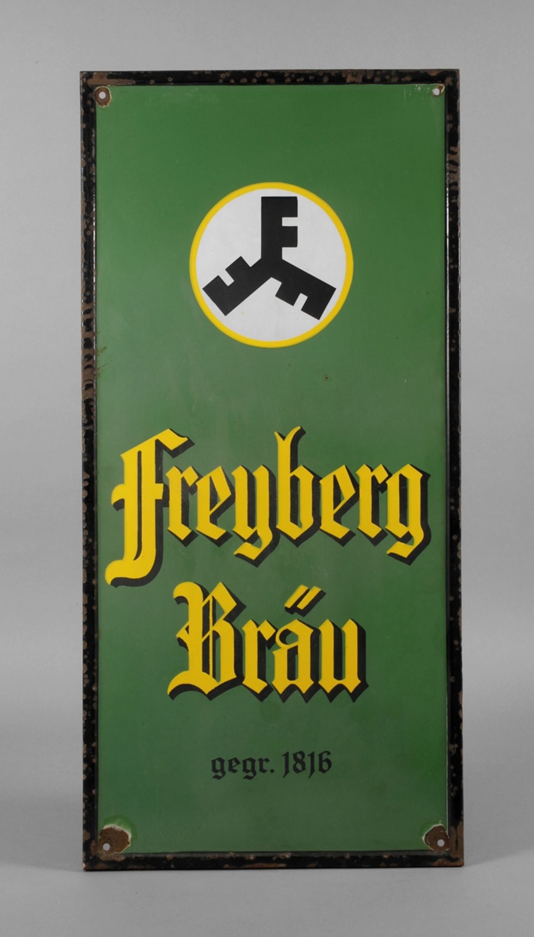 Emailleschild Freyberg Bräu
