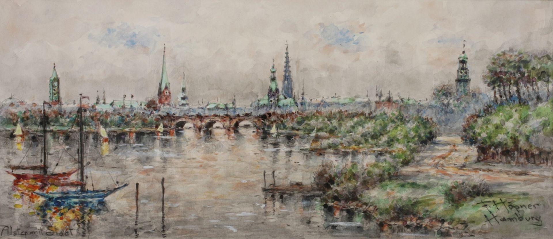 Ferdinand Höpner, "Alster mit Stadt"