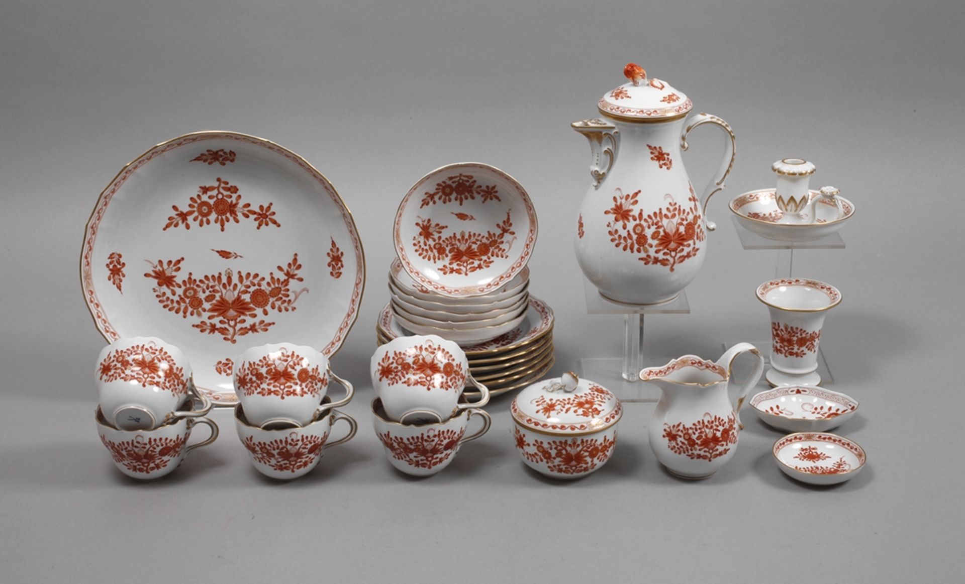 Meissen Kaffeeservice "Indische Malerei, rot"