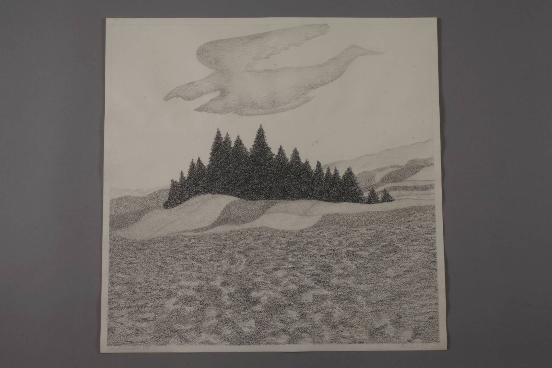 Udo Kaller, Hügelige Landschaft mit Baumgruppe - Bild 2 aus 3