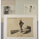 Jean-Louis Forain, Zeichnung und 2 Lithographien