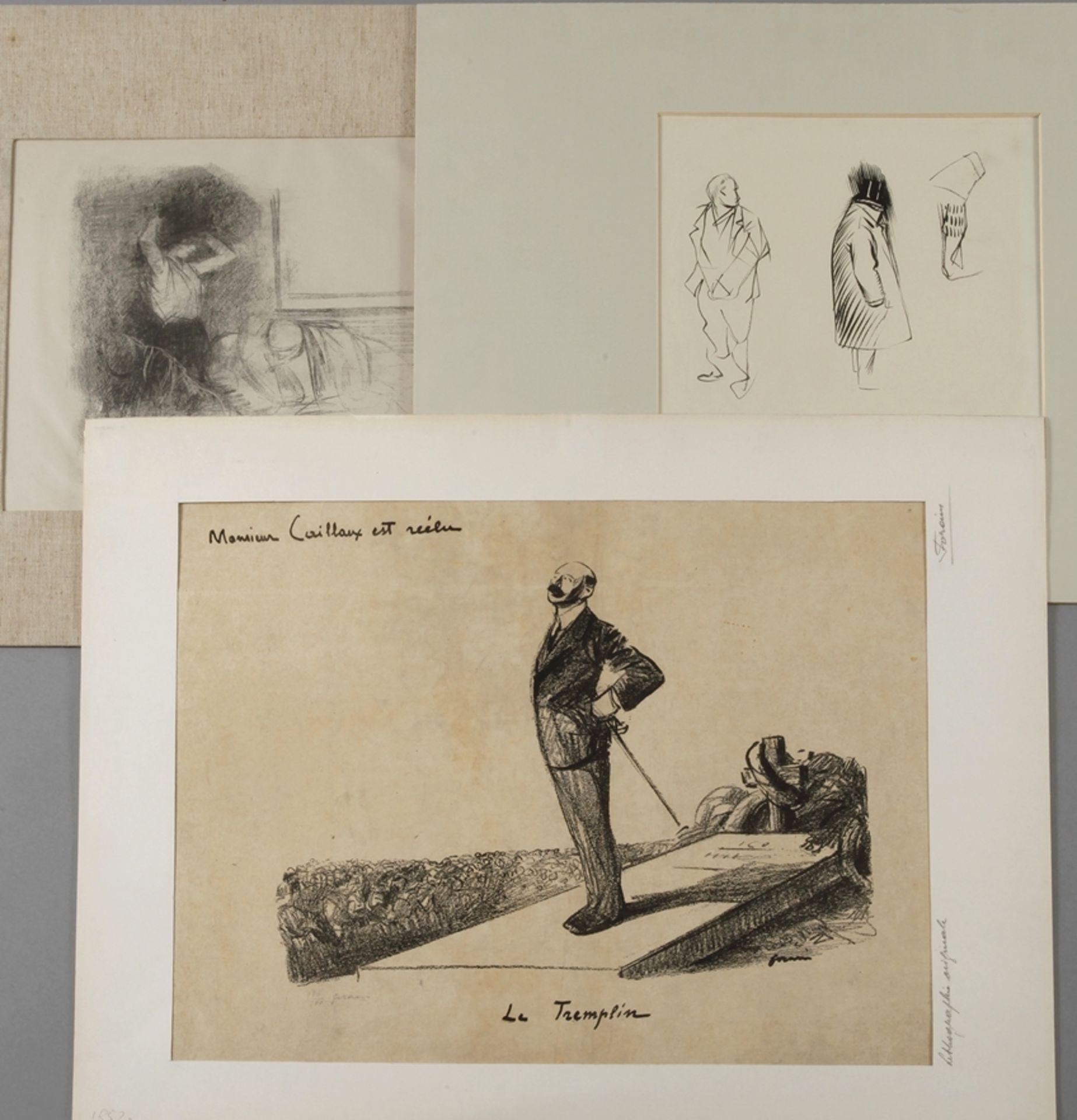 Jean-Louis Forain, Zeichnung und 2 Lithographien