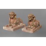 Paar Gartenfiguren liegende Sphinxen