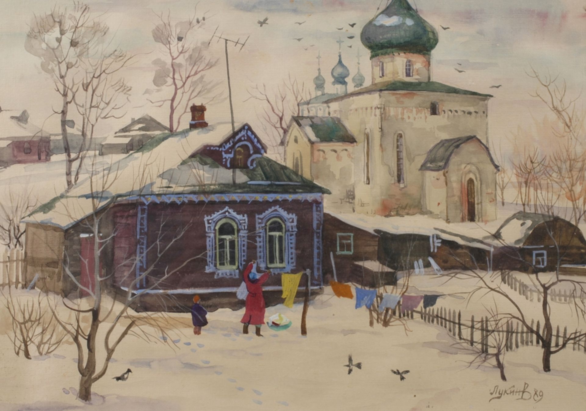 W. Lukin, Winter im russischen Dorf