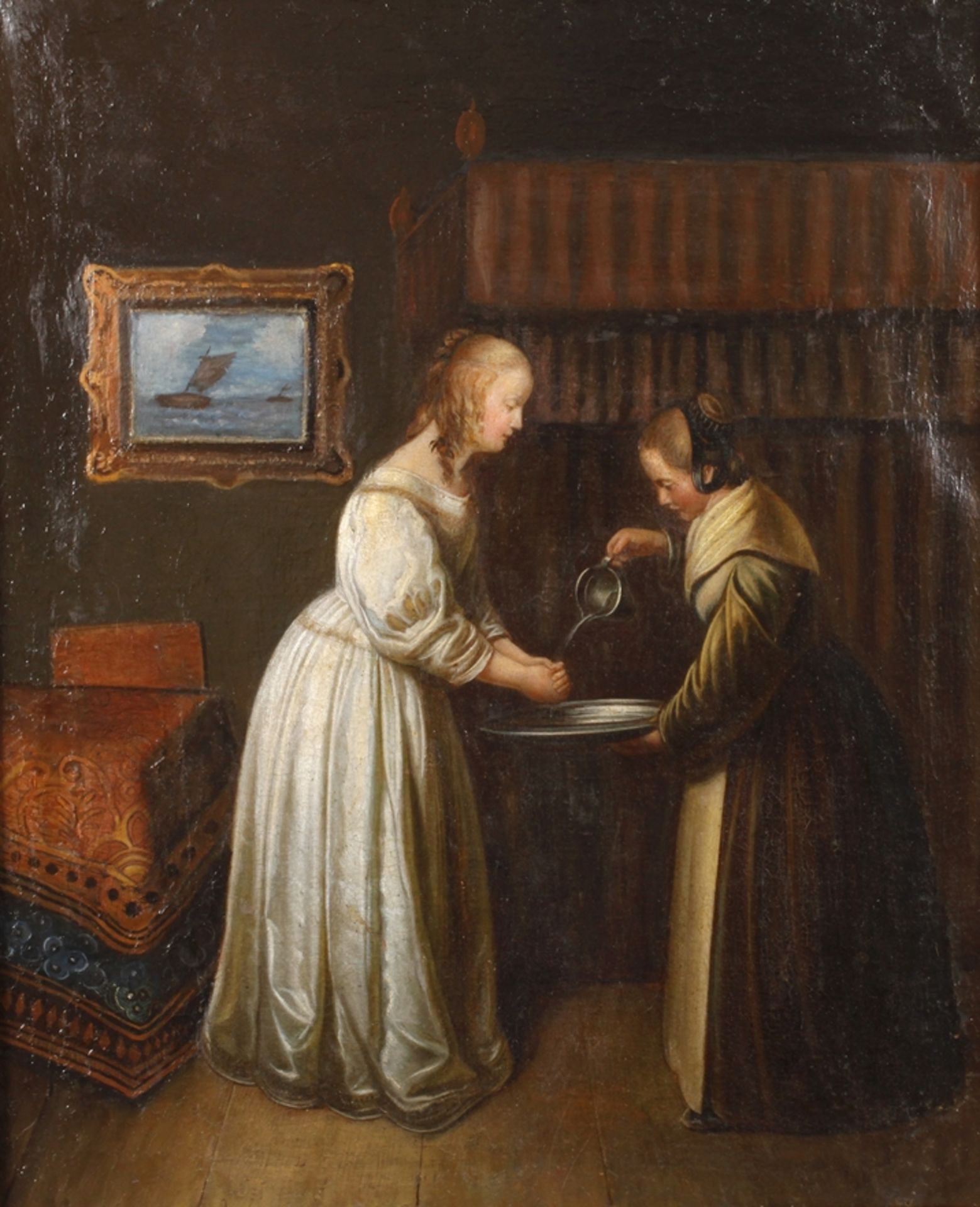 "Dame beim Hände waschen" nach Gerard ter Borch