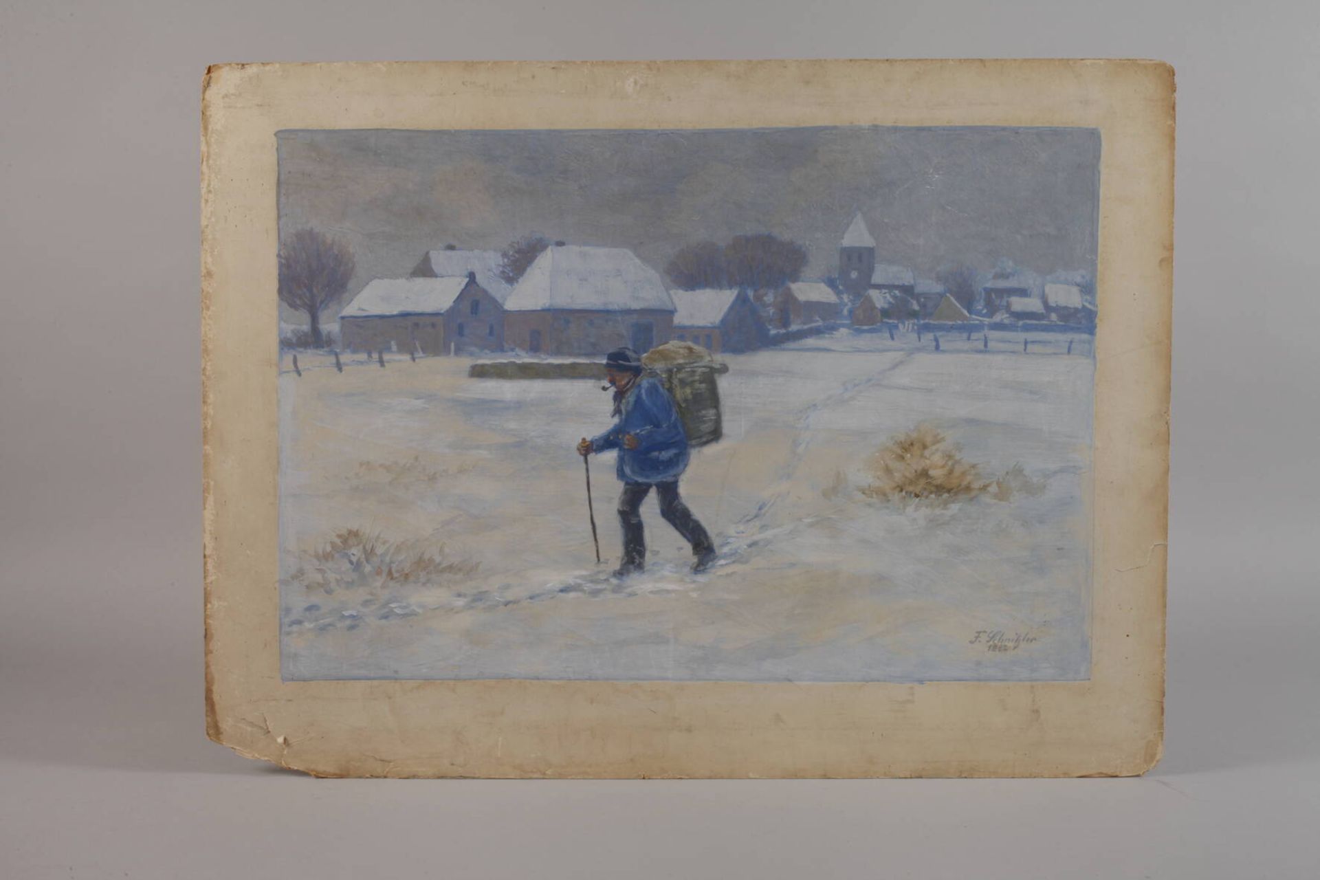 Fritz Schnitzler, Bauer in Winterlandschaft - Image 2 of 3