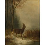 Ludwig Voltz, attr., Rehe in Winterlandschaft