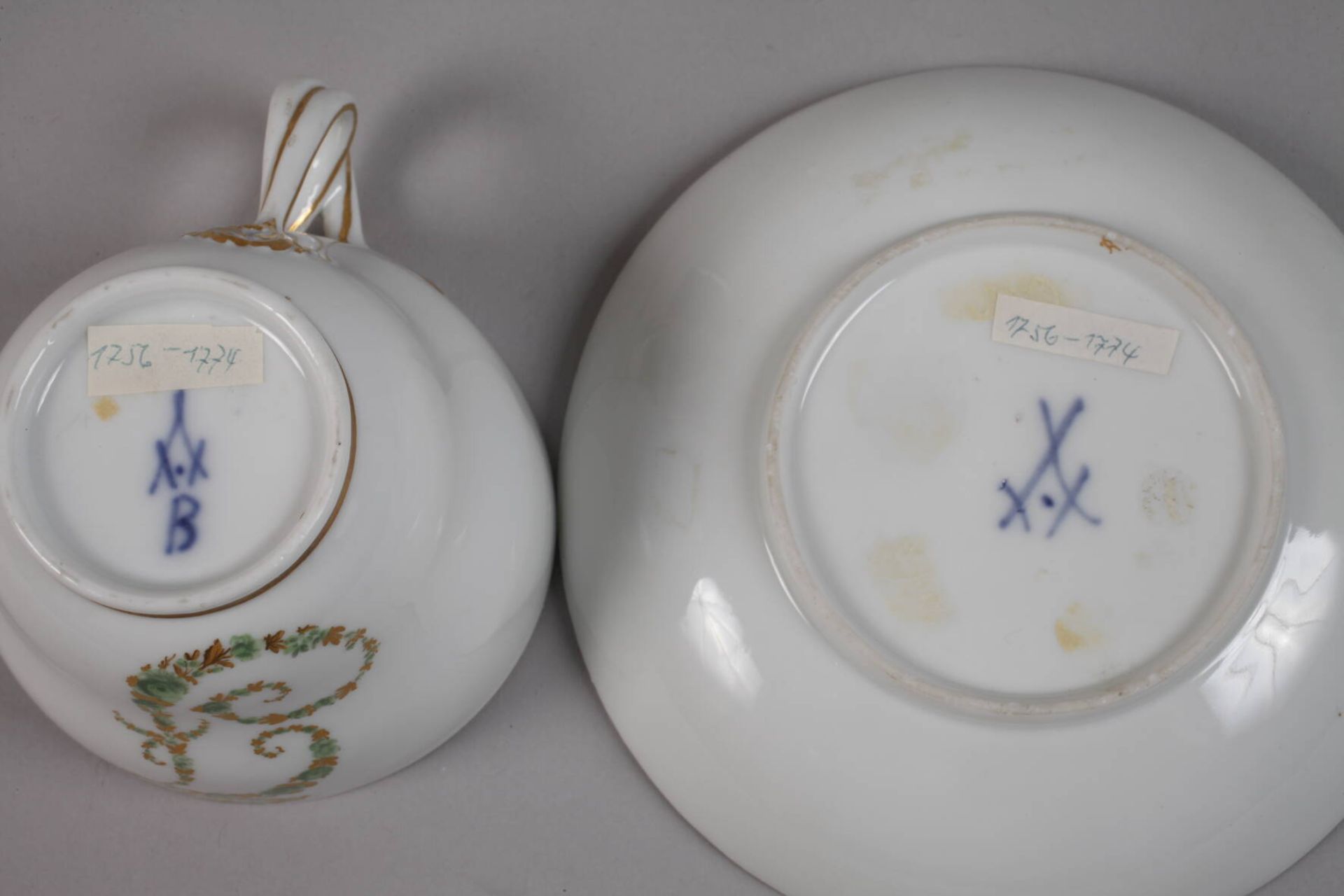 Meissen Monogrammtasse mit Untertasse - Image 3 of 6