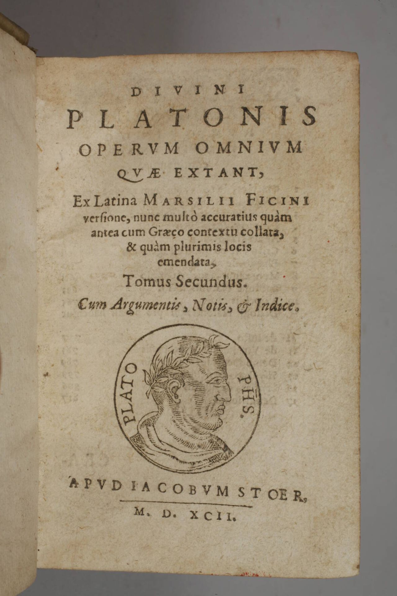 Divini Platonis Operum Omnium 1592 - Image 2 of 6