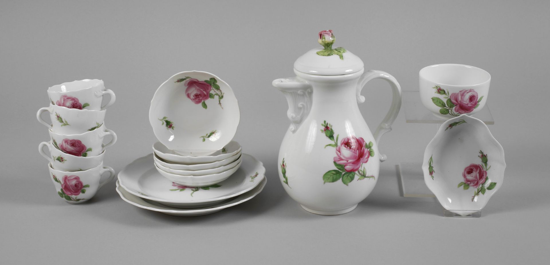 Meissen Mokka-Restservice "Rote Rose"