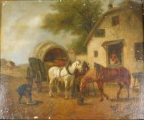 Edmund DITTMANN (act.c.1856 - c.1876). Pferde vor der Station.