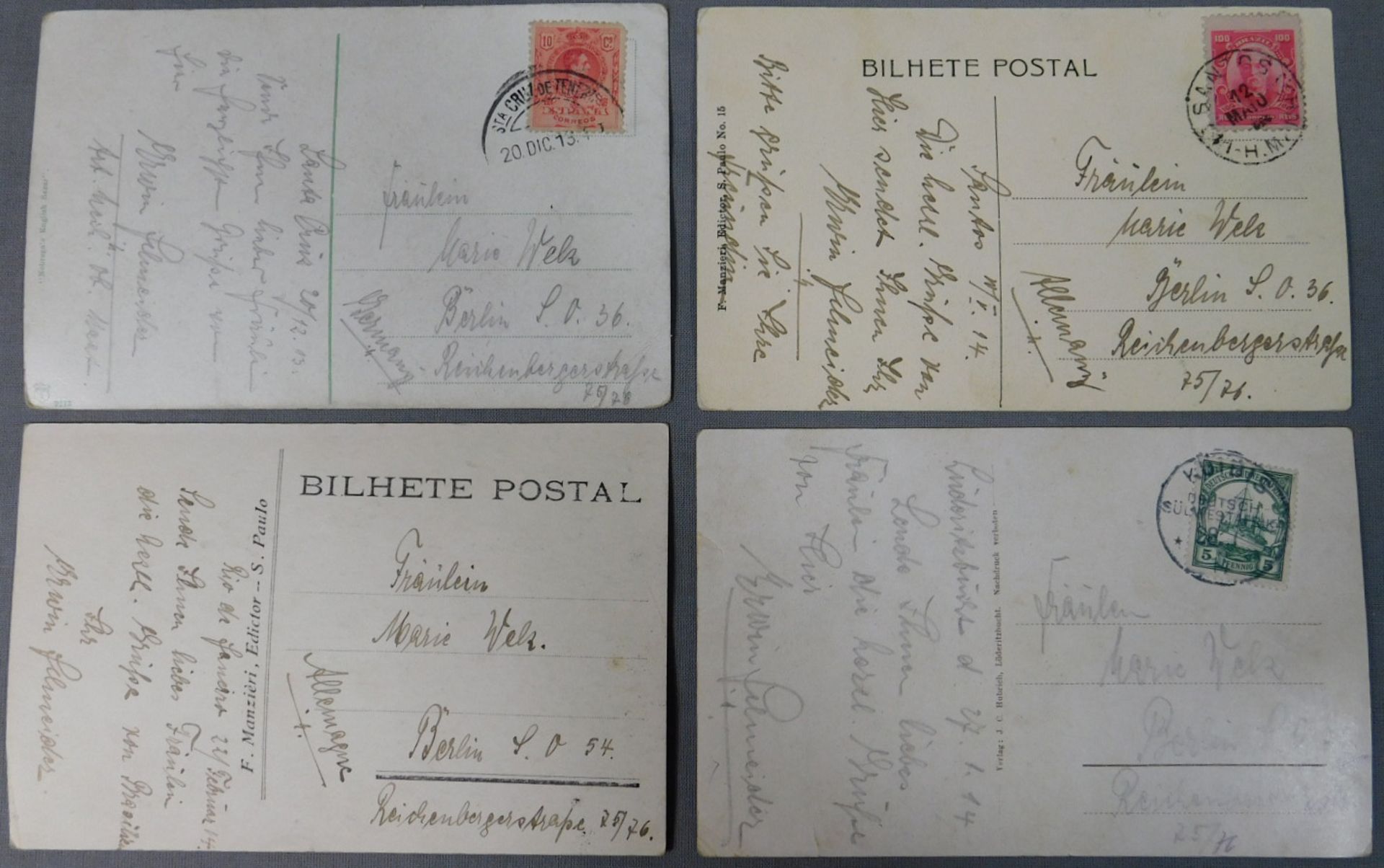 4 Postkarten über 100 Jahre alt. 3 x mit Briefmarken. - Bild 2 aus 14