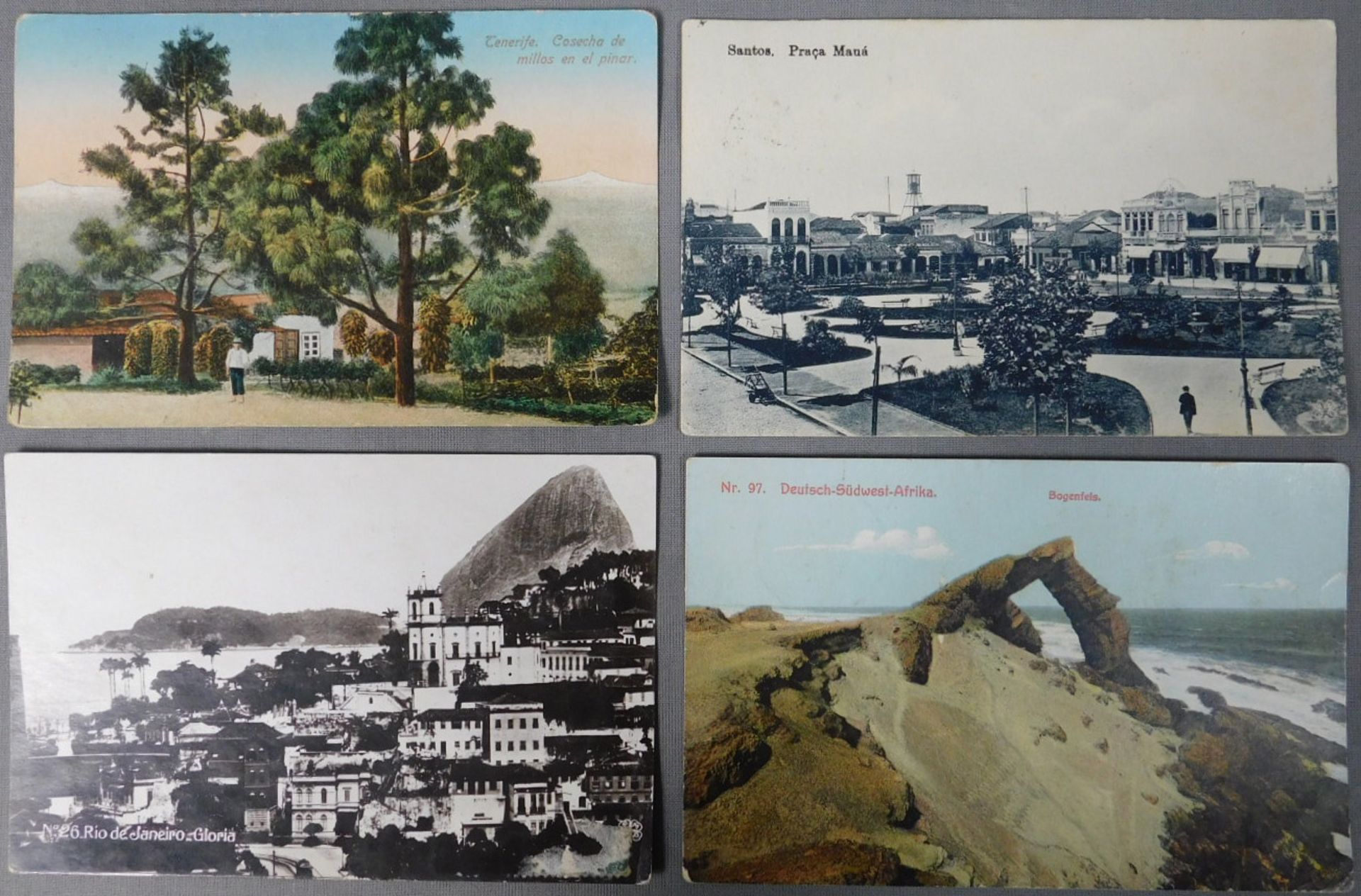 4 Postkarten über 100 Jahre alt. 3 x mit Briefmarken.