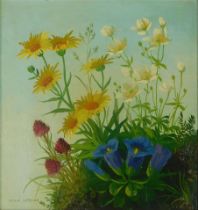 Minni HERZING (1883 - 1968). Blumenstillleben mit Enzian und Rotklee.
