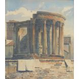 UNDEUTLICH SIGNIERT (XIX). Tempel der Vesta (Tivoli).