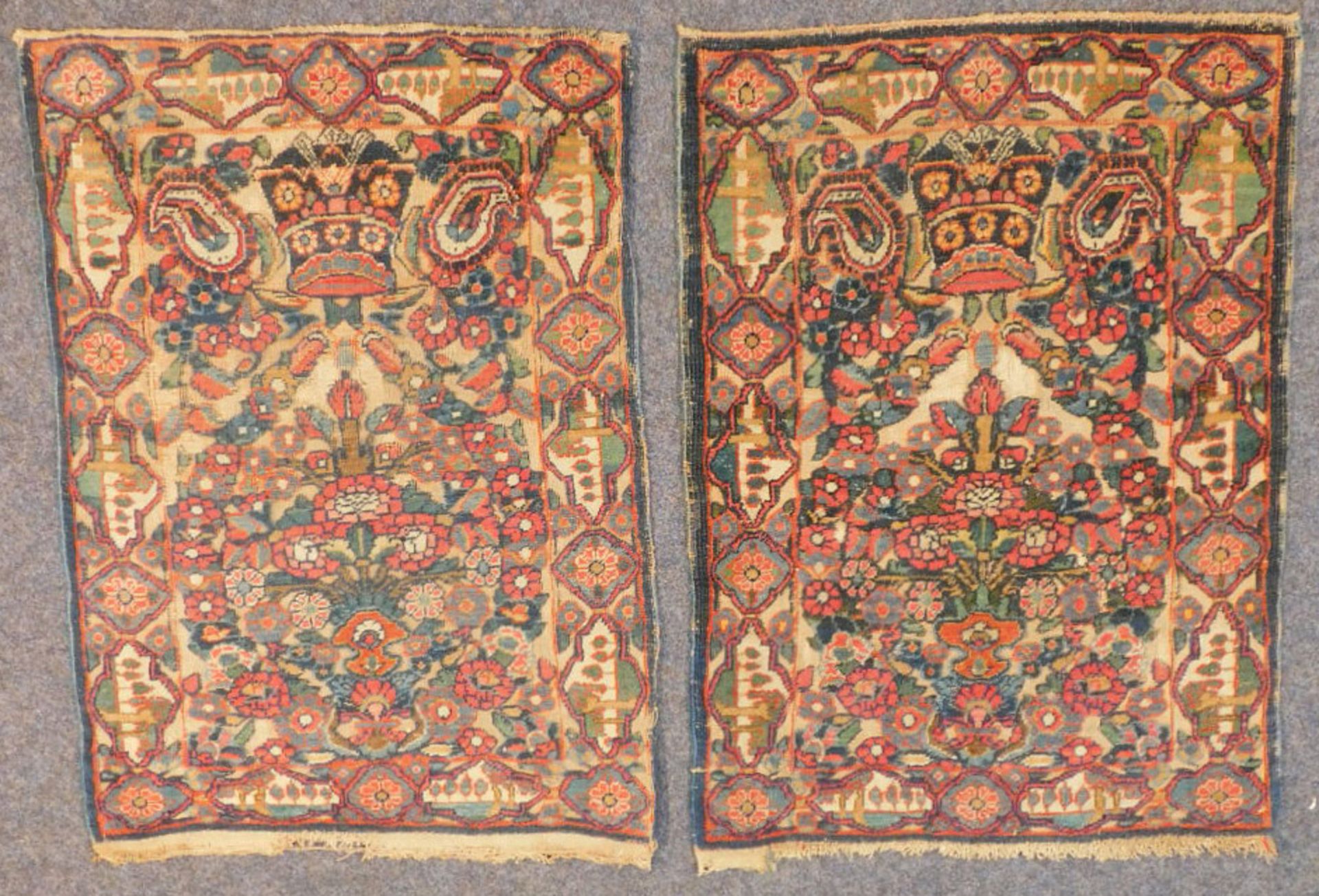 Paar Keschan Souf Poschti Teppiche.