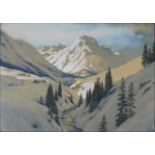 Carl KESSLER (1876 - 1968). Blick. Flußtal in den Alpen.