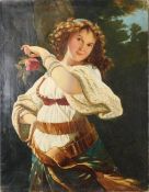 UNSIGNIERT (XIX). Frau mit Perlenarmband und Blume.