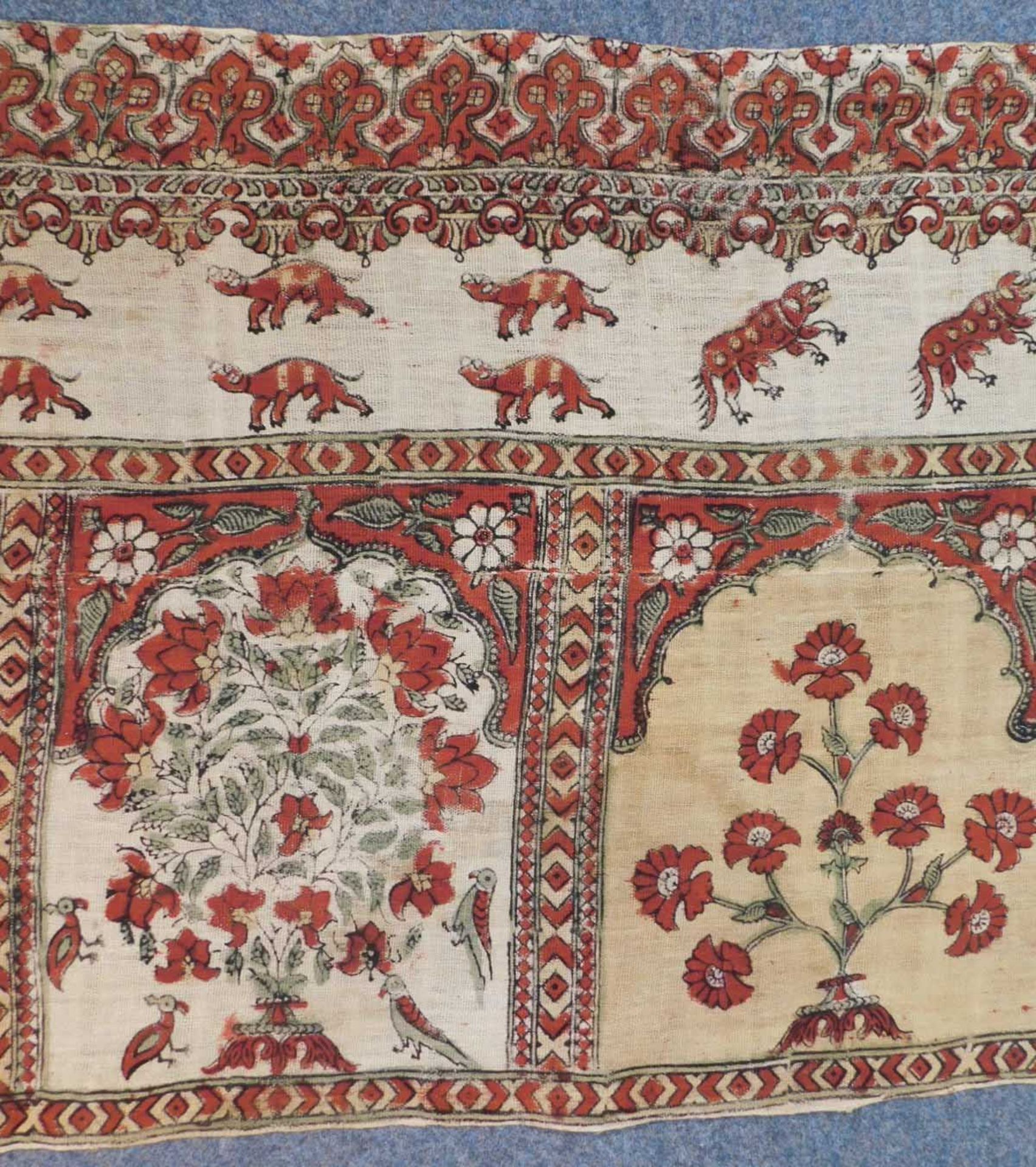 Mughal Saf Wandteppich / Behang. Reihen Gebets Textil. - Bild 4 aus 16