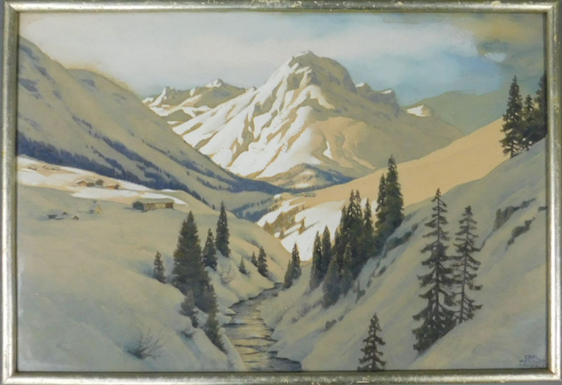 Carl KESSLER (1876 - 1968). Blick. Flußtal in den Alpen. - Image 4 of 7