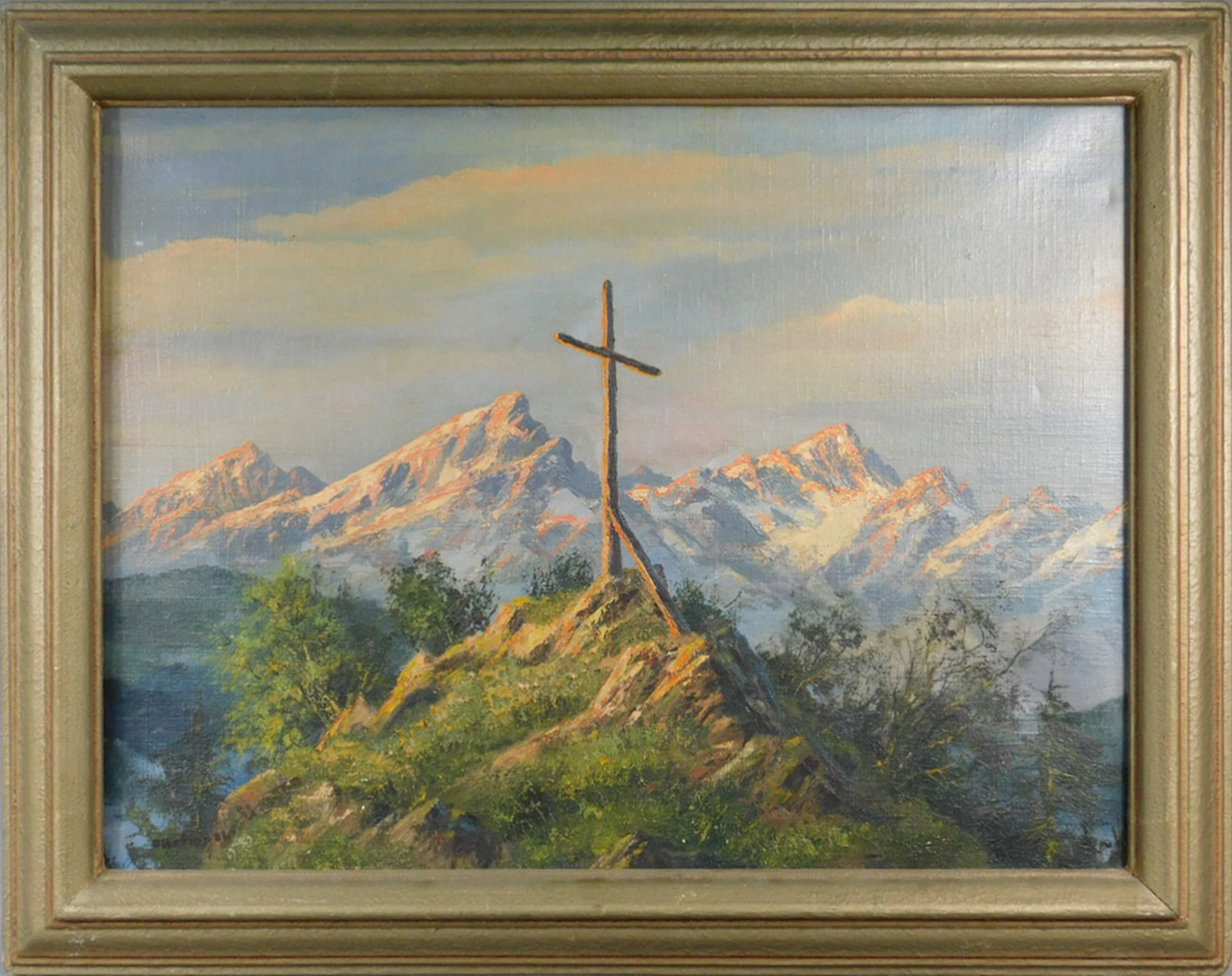 Otto PIPPEL (1878 - 1960). Gipfelkreuz vor Hochgebirge. - Bild 2 aus 7