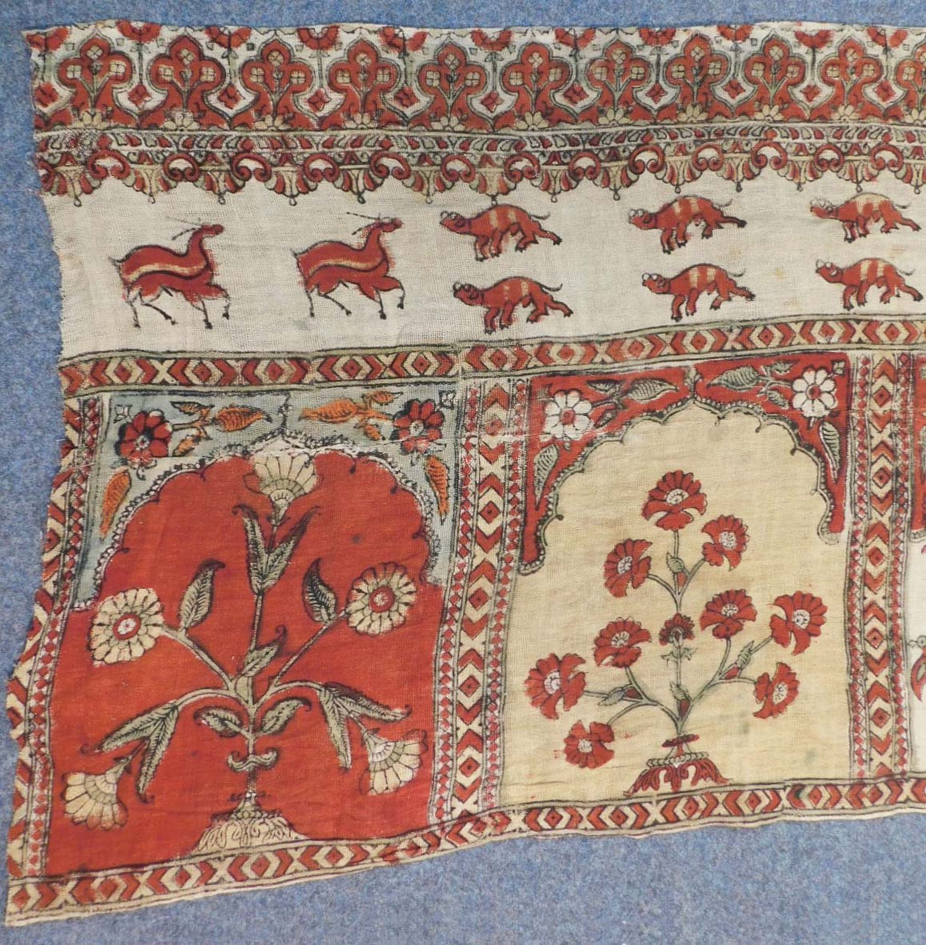 Mughal Saf Wandteppich / Behang. Reihen Gebets Textil. - Bild 3 aus 16