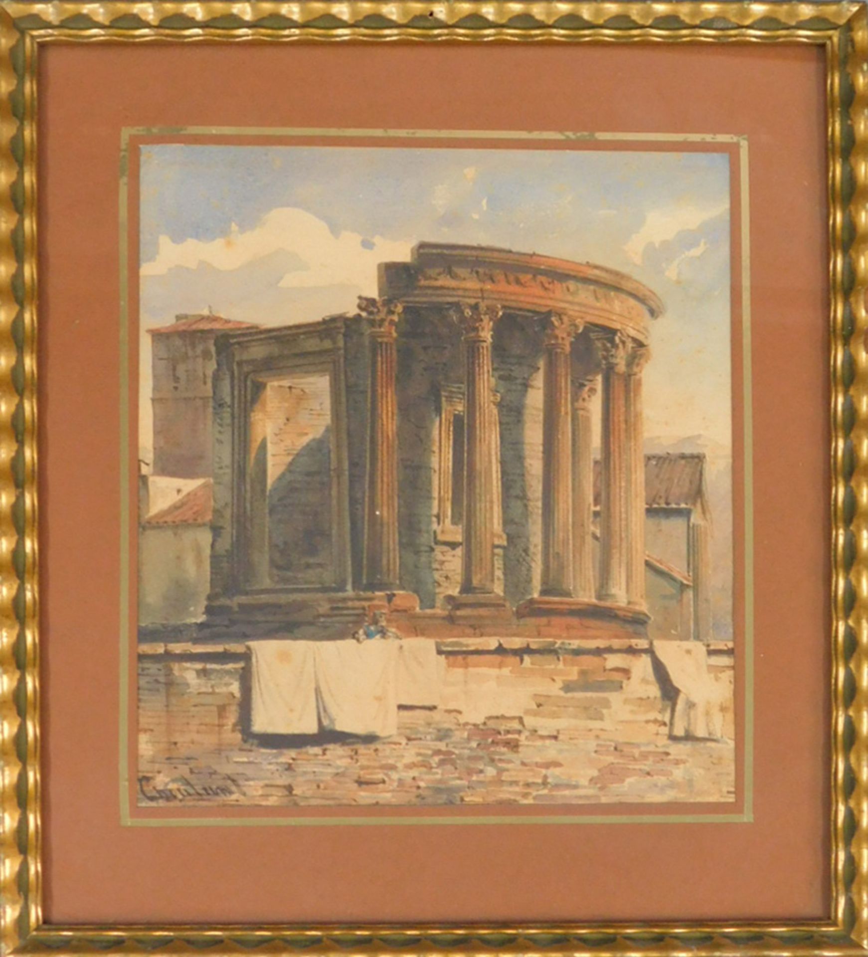 UNDEUTLICH SIGNIERT (XIX). Tempel der Vesta (Tivoli). - Bild 3 aus 5