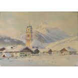 Carl KESSLER (1876 - 1968). "Mittenwald mit St. Peter und Paul".