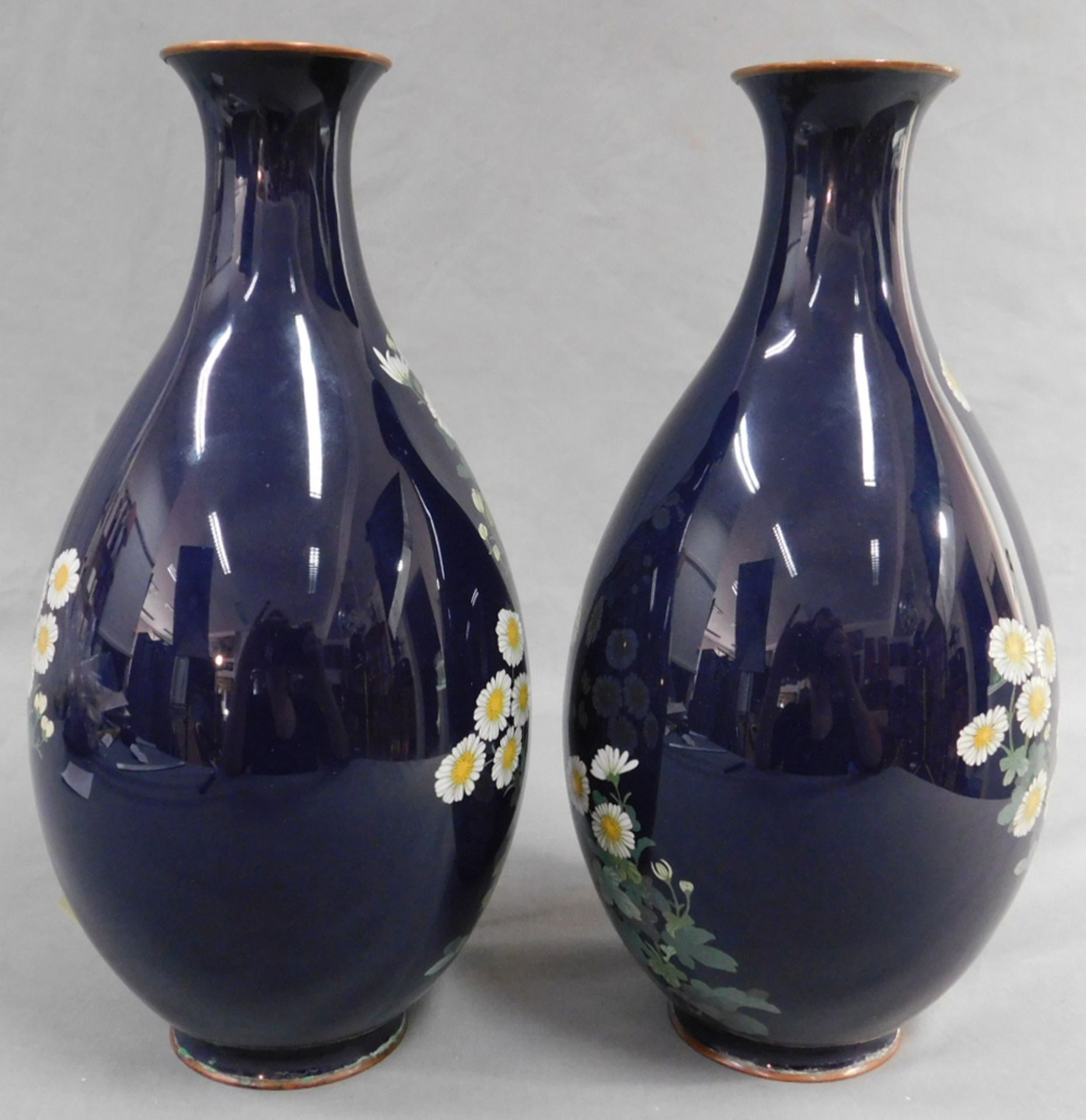 2 Cloisonné Vasen Japan alt. Margeriten. - Image 4 of 9