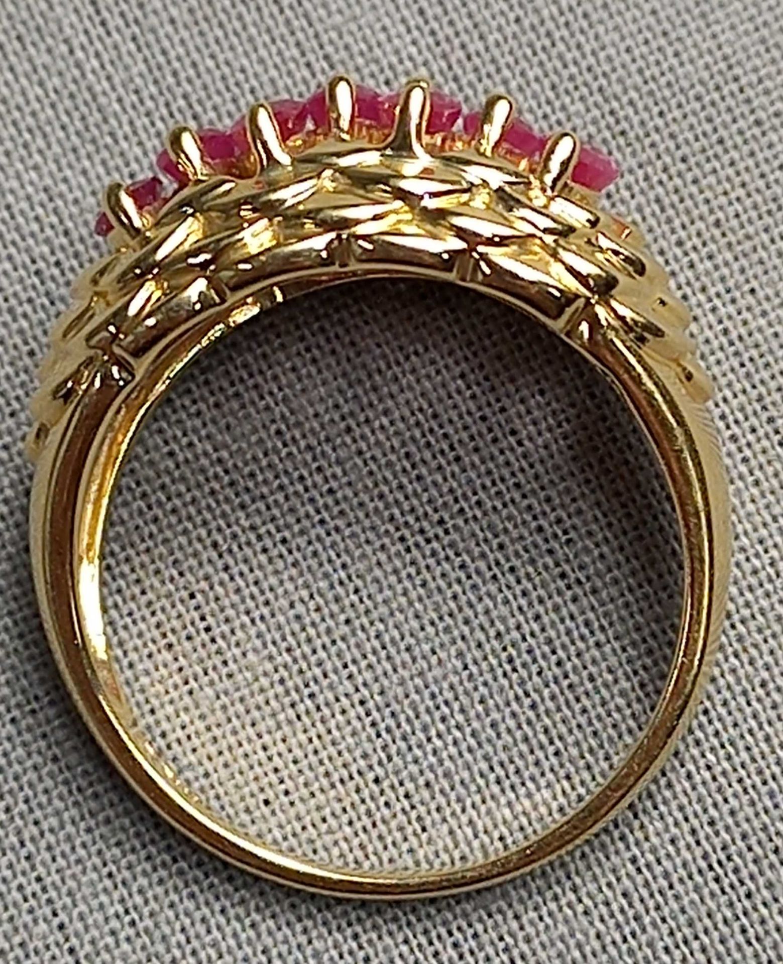 4 Ringe Gold 585 mit Steinen (Aquamarin, Rubin, Diamant, Saphir). - Bild 13 aus 29