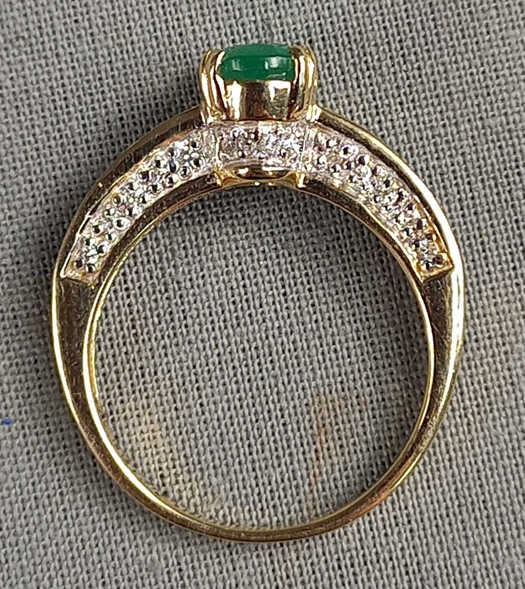 Ring Gold 585 Smaragd und Diamanten. - Bild 4 aus 12