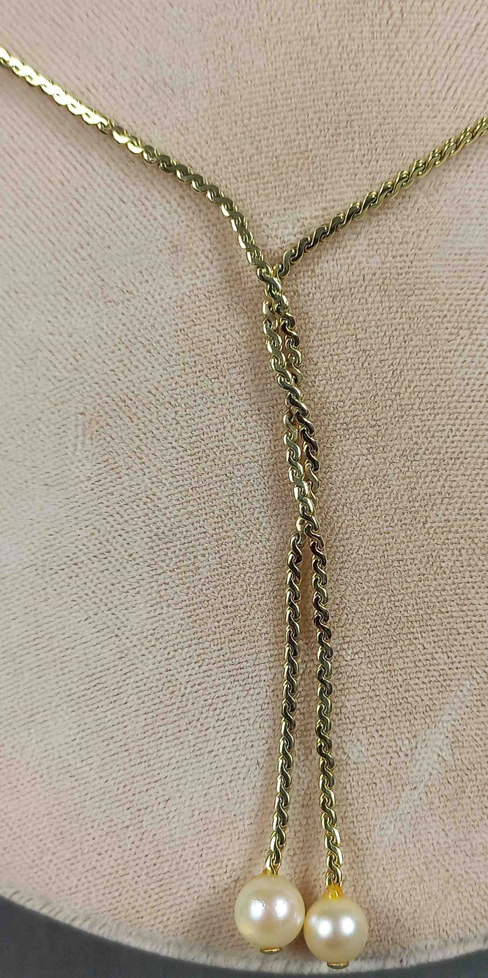 Collier mit passenden Ohrhängern. Gold 585. 6 Perlen. - Bild 4 aus 16