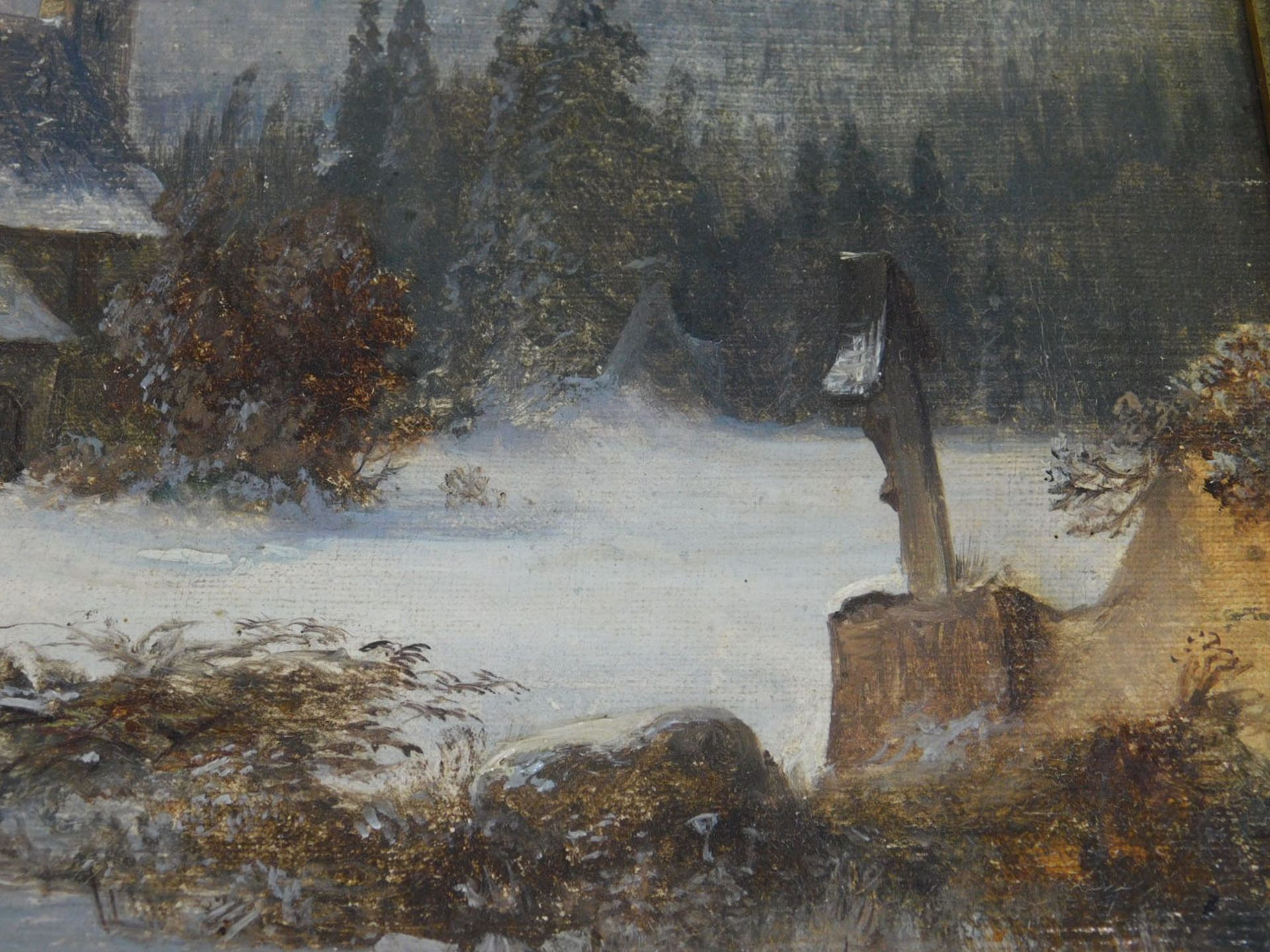 Anton DOLL (1826 - 1887) zugeschrieben. Winter. Kirche am See. - Bild 4 aus 10