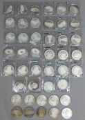 44 Silbermünzen á 100 Schilling. Republik Österreich.