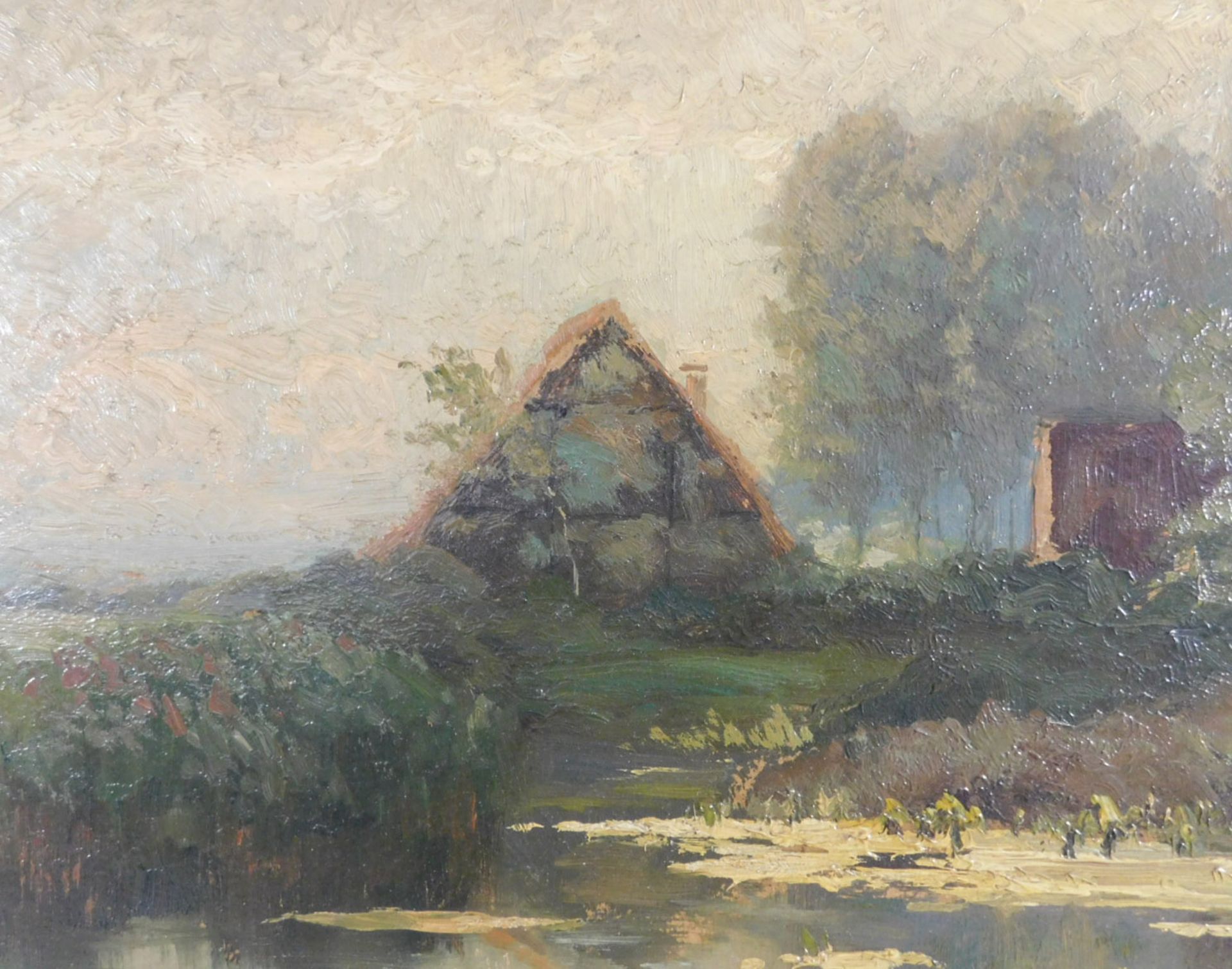 Oskar LEU (1864-1942). Bauernhof am See. - Bild 13 aus 16