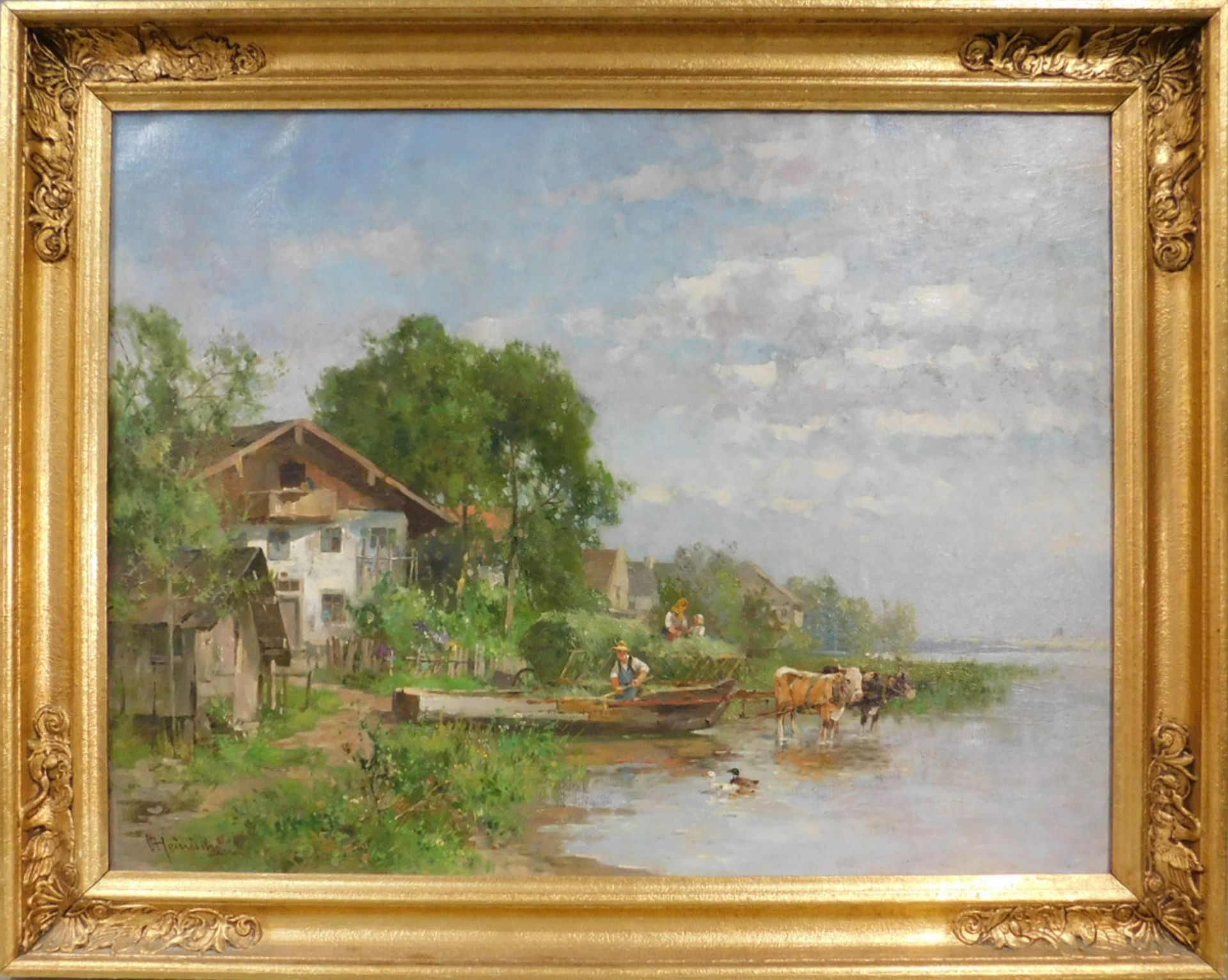 Karl Adam HEINISCH (1847 - 1923). Am See. Bayern. - Bild 2 aus 8