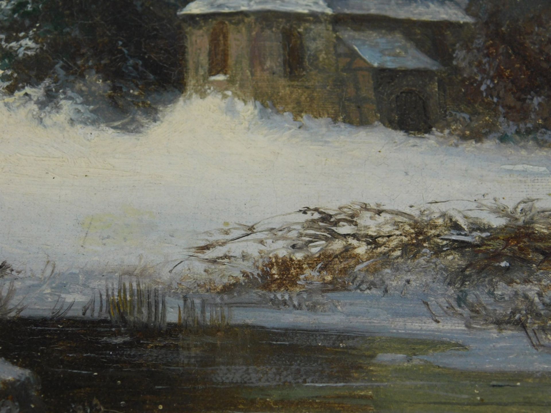 Anton DOLL (1826 - 1887) zugeschrieben. Winter. Kirche am See. - Bild 3 aus 10