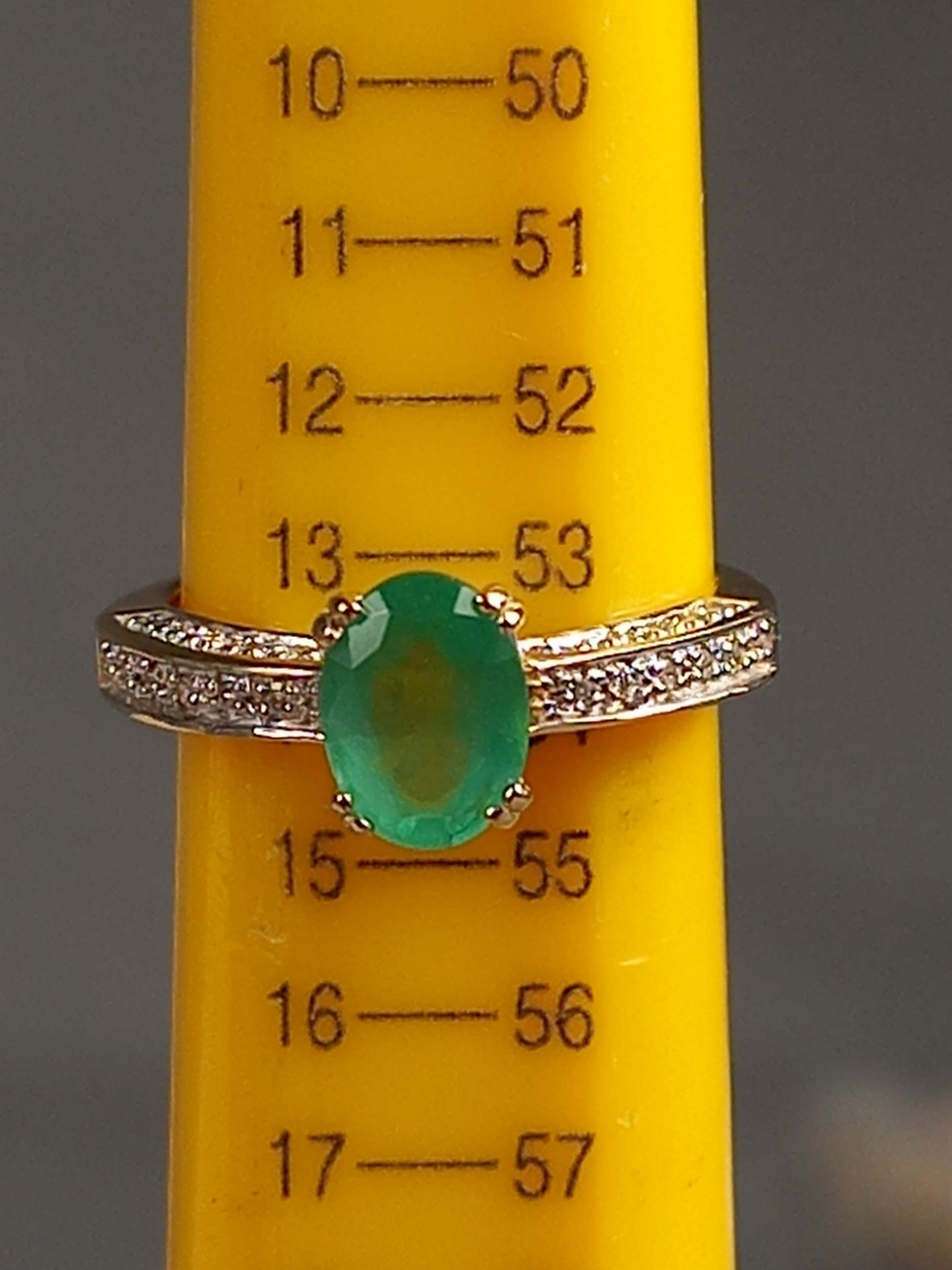 Ring Gold 585 Smaragd und Diamanten. - Bild 10 aus 12