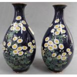 2 Cloisonné Vasen Japan alt. Margeriten.