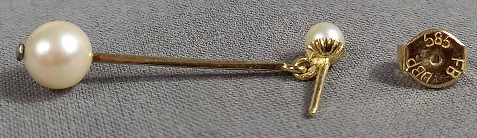 Collier mit passenden Ohrhängern. Gold 585. 6 Perlen. - Bild 12 aus 16