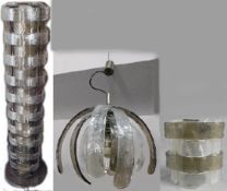 Mazzega Murano. Deckenlampe, Stehlampe und Wandlampe.