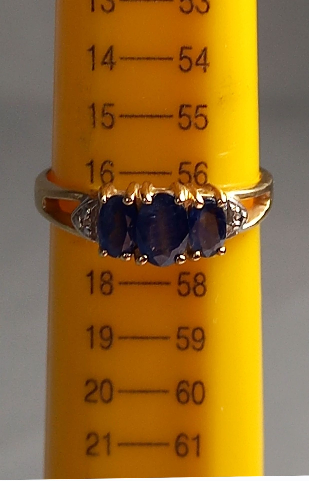 4 Ringe Gold 585 mit Steinen (Aquamarin, Rubin, Diamant, Saphir). - Bild 26 aus 29