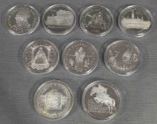 9 x 500 Schilling Silbermünzen. Republik Österreich.