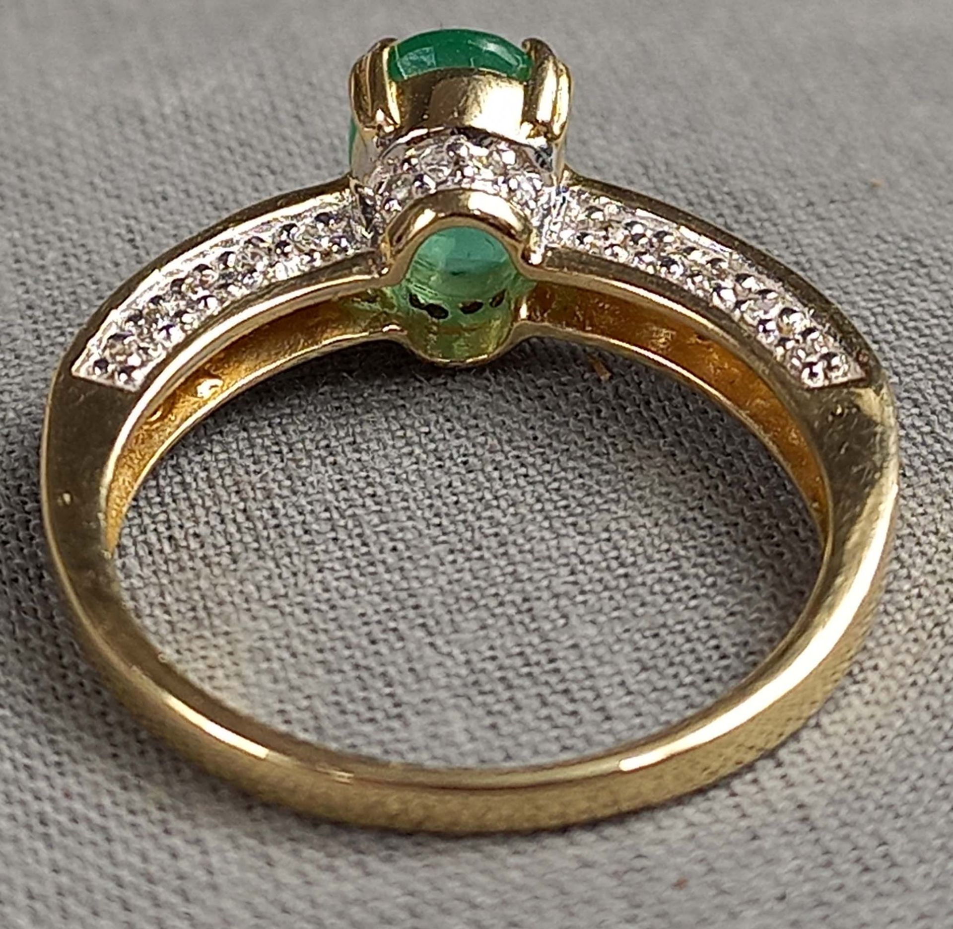 Ring Gold 585 Smaragd und Diamanten. - Bild 5 aus 12