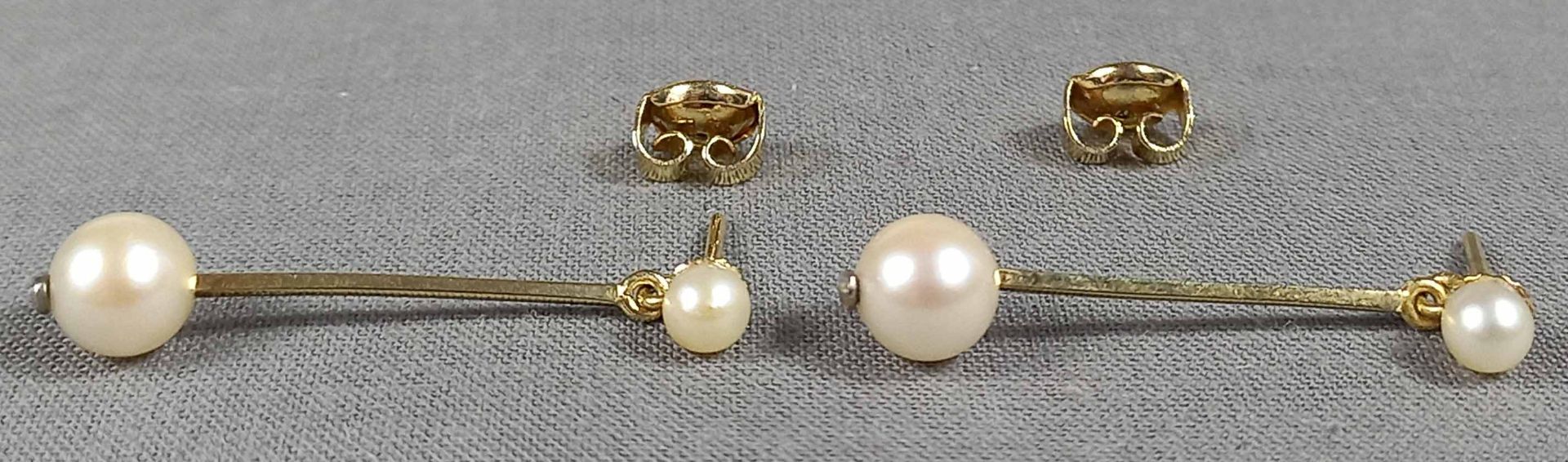 Collier mit passenden Ohrhängern. Gold 585. 6 Perlen. - Bild 11 aus 16
